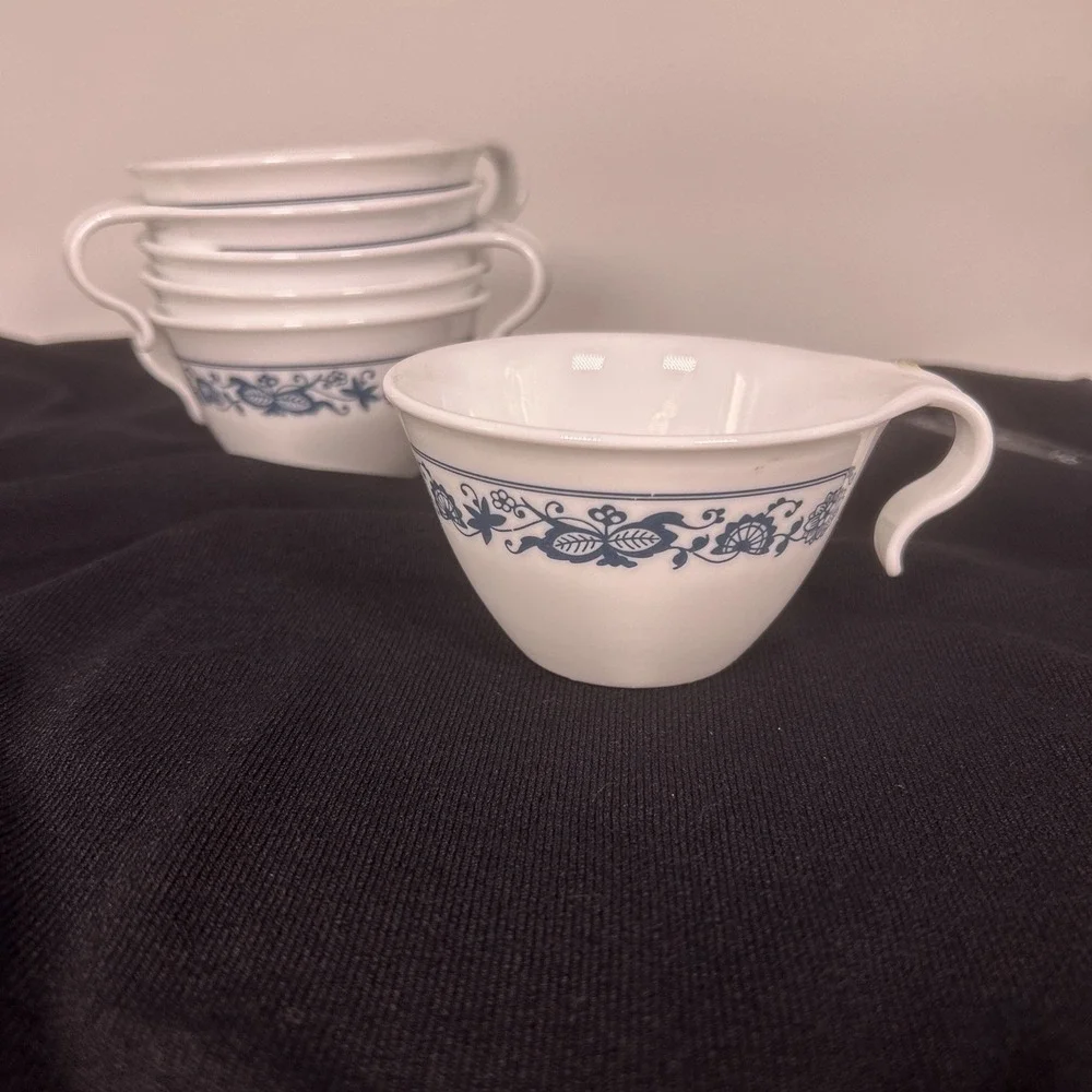 Vtg Corelle Old Town‎ Blue Tea Coffee Cup Hook Handle Livingware by Corning 6 Pc